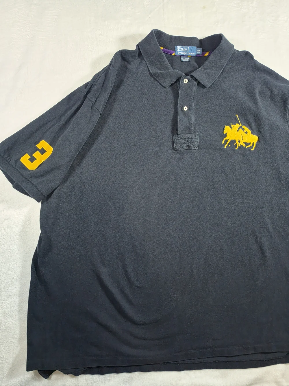 Polo Ralph Lauren Big Pony #3 Polo Shirt Men’s 5XB Black Yellow Rugby